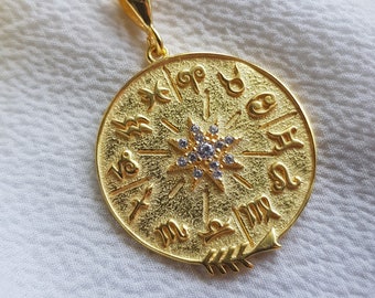 Collar del zodiaco en plata de ley: colgante con dije del horóscopo