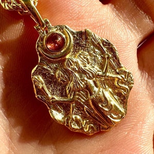 Witch Goddess Hecate Necklace, 925 Sterling Silver Greek Goddess Medallion, Witchcraft Jewelry