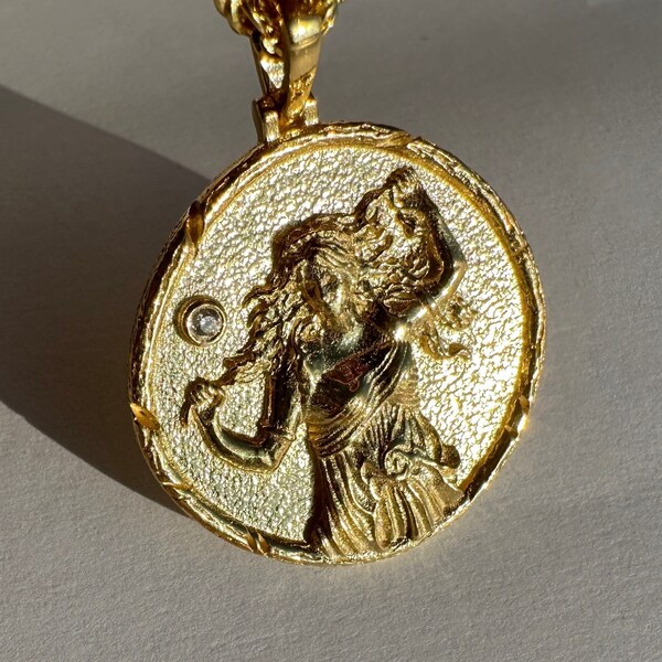 CASSANDRA Necklace, 925 Sterling Silver Mythological Priestess Cassandra Pendant, Greek Goddess Cassandra Medallion, Apollo, Gift for Her