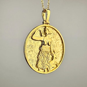 Collier déesse Artémis, pendentif médaillon de la mythologie grecque en argent sterling 925