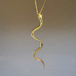 Collana a forma di serpente placcata in oro 14k: ciondolo a forma di serpente in argento sterling 925