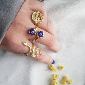 Gold Snake Ring, 925 Sterling Silver, Serpent Ring, Witchcraft Jewelry, Gift for Her