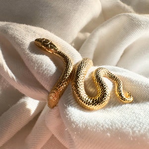 Gold Snake Ring, 925 Sterling Silver, Serpent Ring, Witchcraft Jewelry, Gift for Her