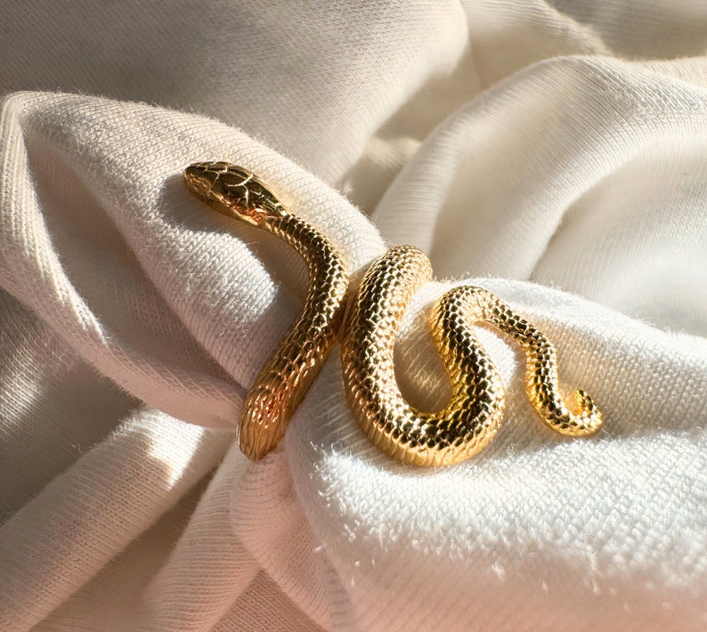 Gold Snake Ring, 925 Sterling Silver, Serpent Ring, Witchcraft Jewelry, Gift for Her