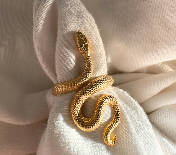 14k Gold Vermeil Snake Ring, 925 Sterling Silver Serpent Ring, Witchcraft Jewelry