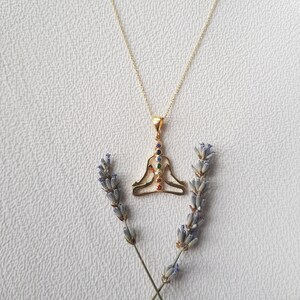 925 Sterling Silver Yoga Necklace, Spiritual Yogi Symbol Necklace, Yoga Goddess Charm, Meditation Necklace, Chakra Pendant, Gift for Her image 6