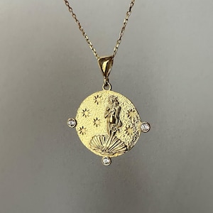Goddess VENUS Necklace, 925 Sterling Silver Birth of Venus Pendant, Venus Medallion, Goddess of Love Aphrodite Necklace, Sandro Botticelli