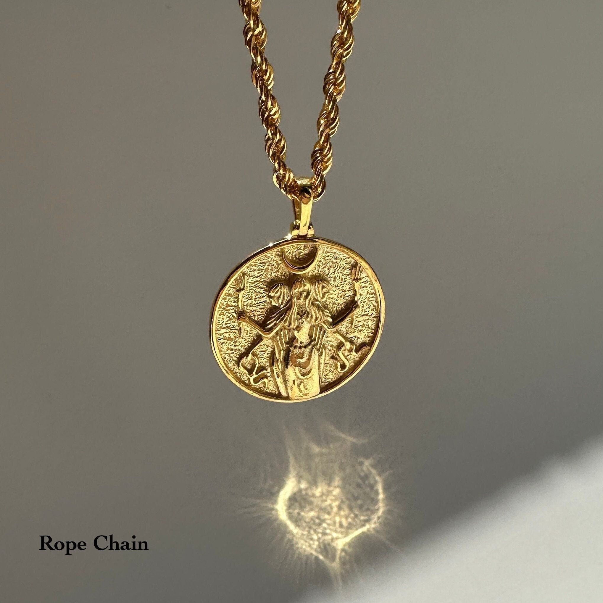 GODDESS HECATE Necklace, 14k Gold Vermeil 925 Sterling Silver Witchy Triple Moon Goddess Charm