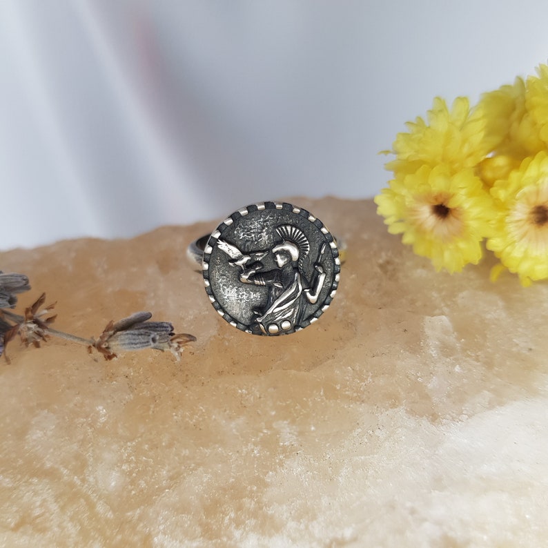 GODDESS ATHENA RING 14k Gold Plated 925 Sterling Silver, Ancient Greek Goddess Ring, Mythological Adjustable Athena Ring, Minerva, Gift For Her, Goddess of Wisdom
