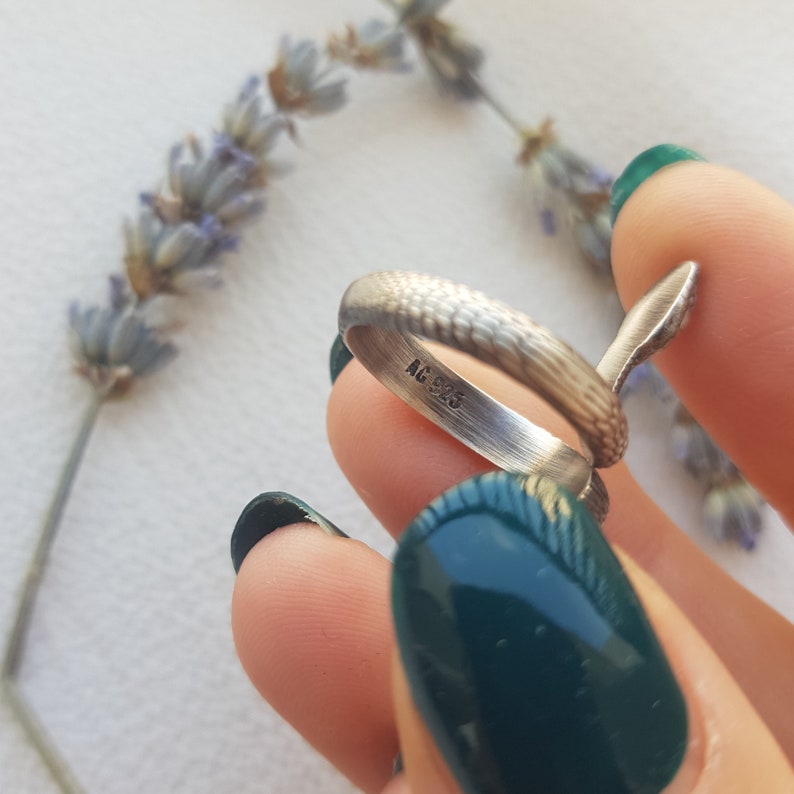 Gold Snake Ring, 925 Sterling Silver, Serpent Ring, Witchcraft Jewelry, Gift for Her