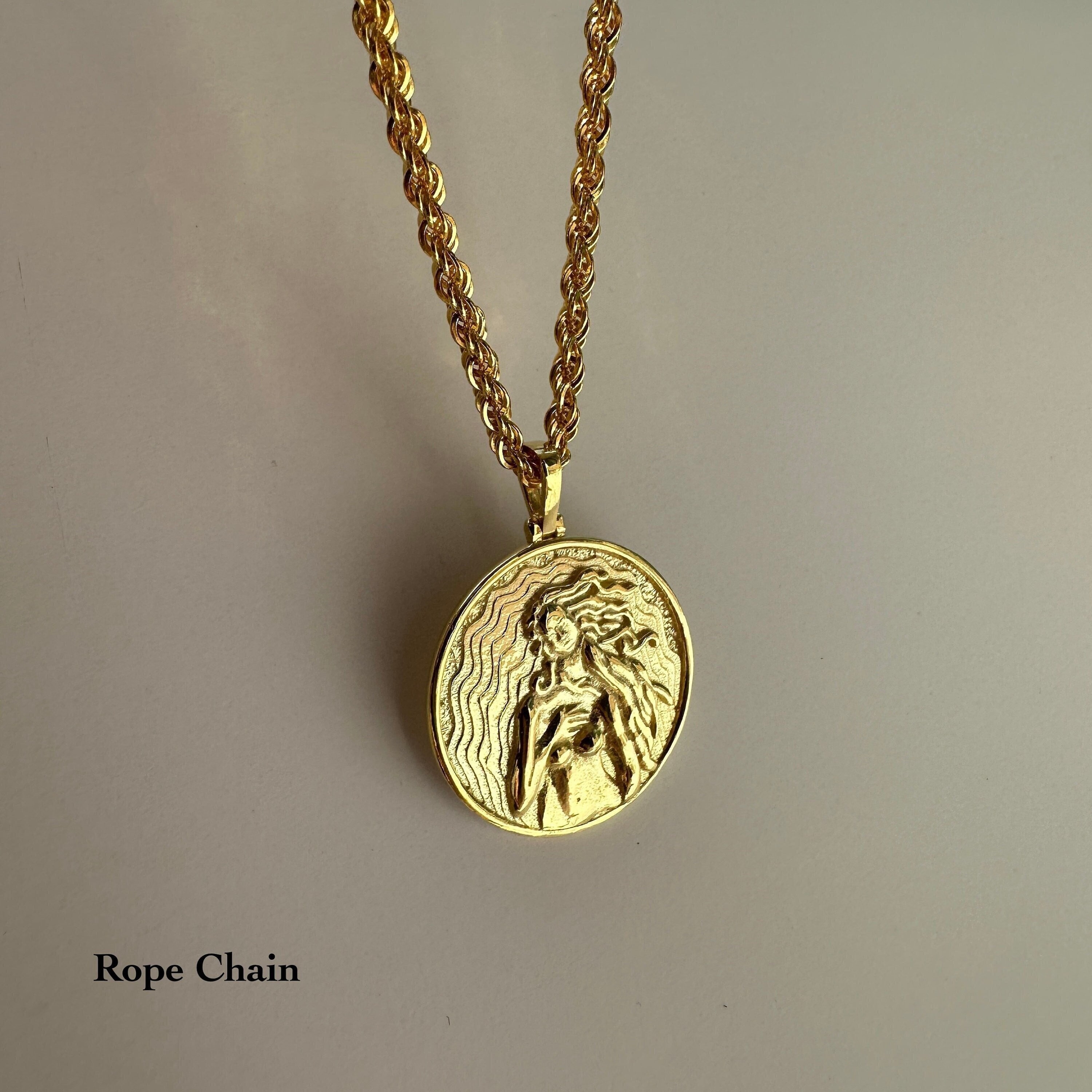Goddess Aphrodite Medallion, 14k Gold Vermeil 925 Sterling Silver