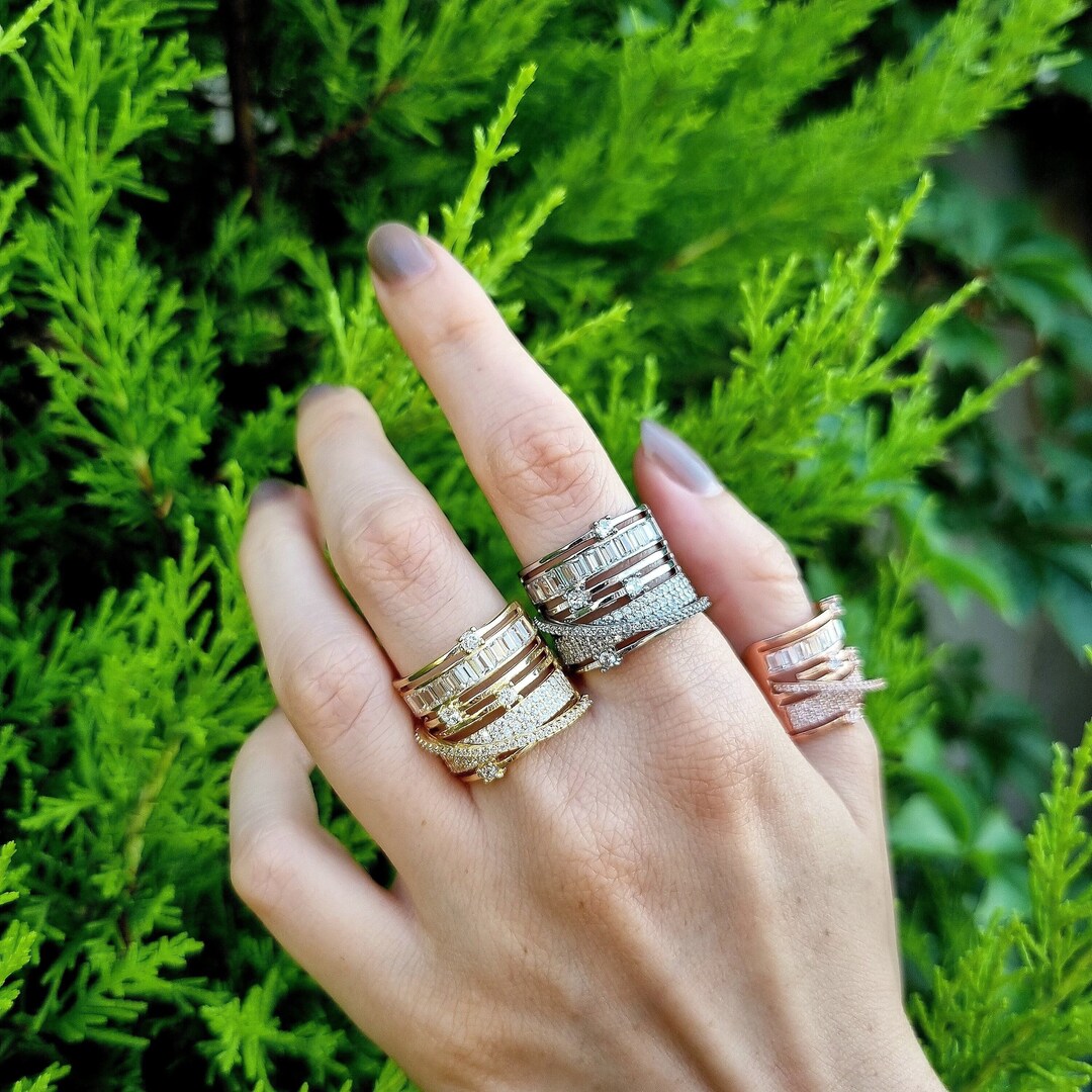 925 Sterling Silver Multi Stone Ring Adjustable Spiral Ring - Etsy