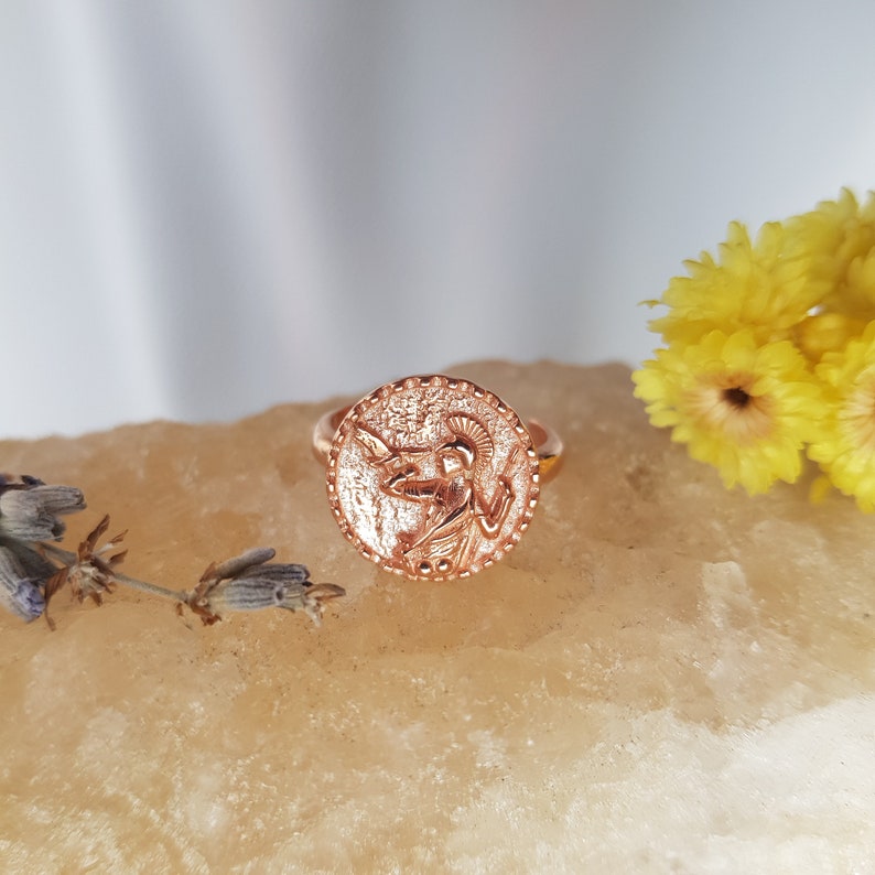 GODDESS ATHENA RING 14k Gold Plated 925 Sterling Silver, Ancient Greek Goddess Ring, Mythological Adjustable Athena Ring, Minerva, Gift For Her, Goddess of Wisdom