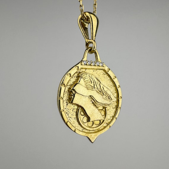 GODDESS FORTUNA Necklace, 14k Gold Vermeil Lucky Charm, Goddess of
