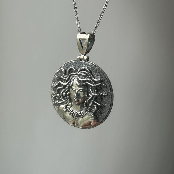 Sterling Silver Pendant Medusa Jewelry Medusa Head Necklace