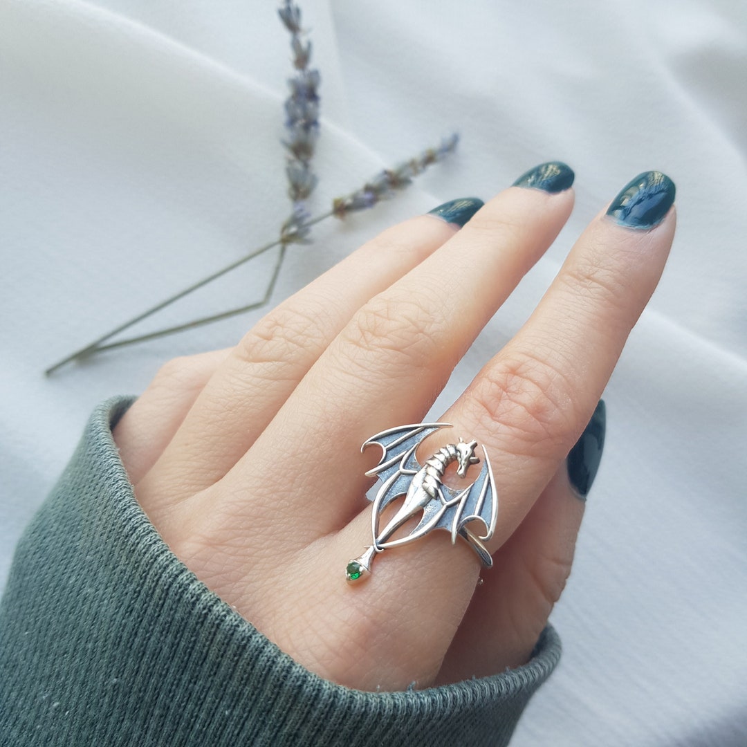 Buy DRAGON RING 925 Sterling Silver, Adjustable Mythological Ring,  Drakaina, Goddess Jewelry, Witchcraft, Magic, Gift for Her, Christmas Gift  Online