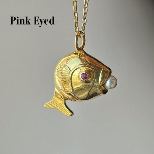 Little Fish with Pearl Charm, 925 Sterling Silver Lucky Fish Necklace, Ocean Jewelry