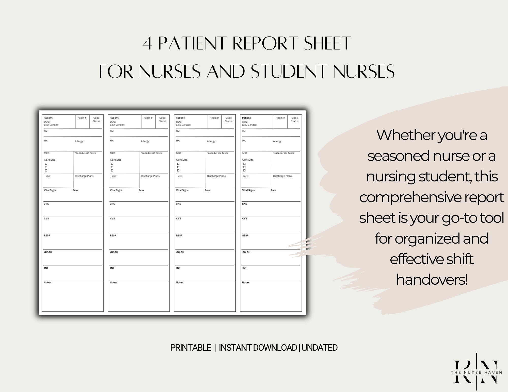 Four Patient Worksheet.pdf 4 Patient Report Sheet for Student Nurses and Nurses - Etsy