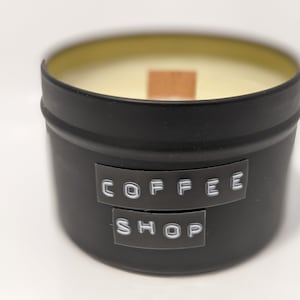 Handmade Coffee Shop Candle with Soy Wax and Wooden Wick - Candle Gift for Friend / Secret Santa