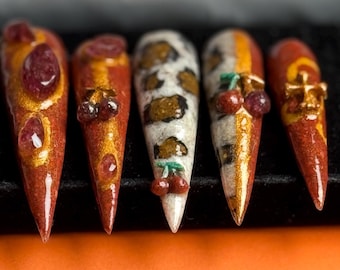 New Moon in Leo Gemstone Press-On Nails | Handcrafted Crystal Press-On Nails