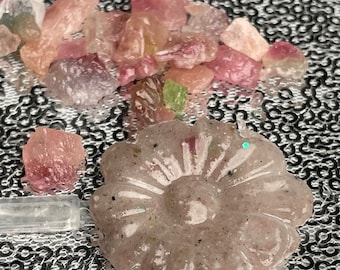 Watermelon Tourmaline  Healing Crystal Flower Barrette