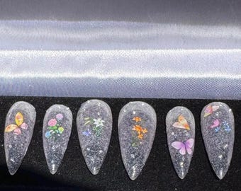 Genuine Semi- Precious Gemstone Citrine, Amethyst, Rose Quartz Press-On Nails