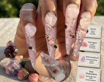 Rose Alchemist Genuine Gemstone Press on Nail set