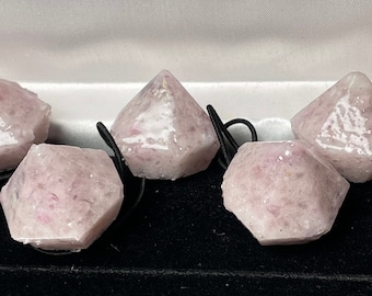 Rose Quartz, Rose Amethyst, Lepidolite, Healing Crystal For Self Love Hexagon Pony Tail
