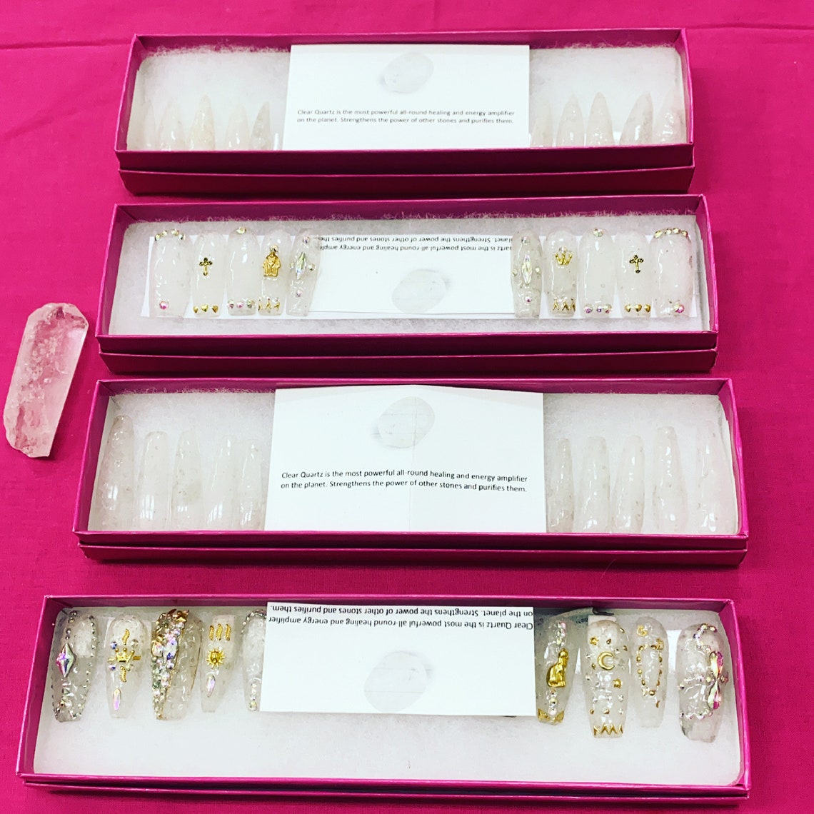 Sold Out Quartz Ballerina Tip Nails With Rhinestones Etsy