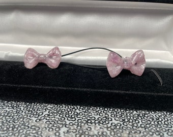 Lepidolite Genstone Healing Crystal  2 Bow Ponytail