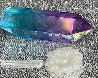 Aura Quartz  Healing Crystal Flower Barrette