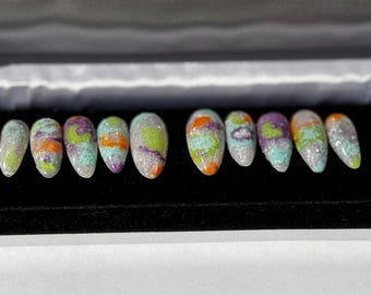 Any Healing crystal  press on 10pc set