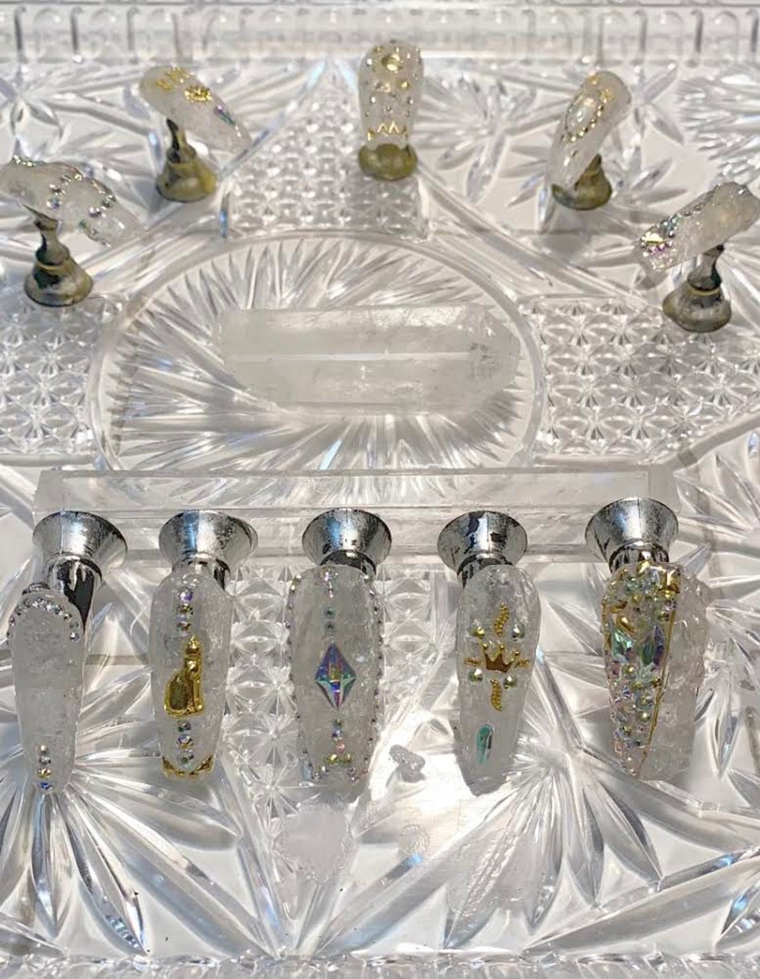 Sold Out Quartz Ballerina Tip Nails With Rhinestones Etsy