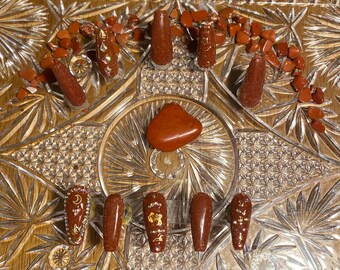 Red Jasper semi precious gemstone Healing Crystal Nails