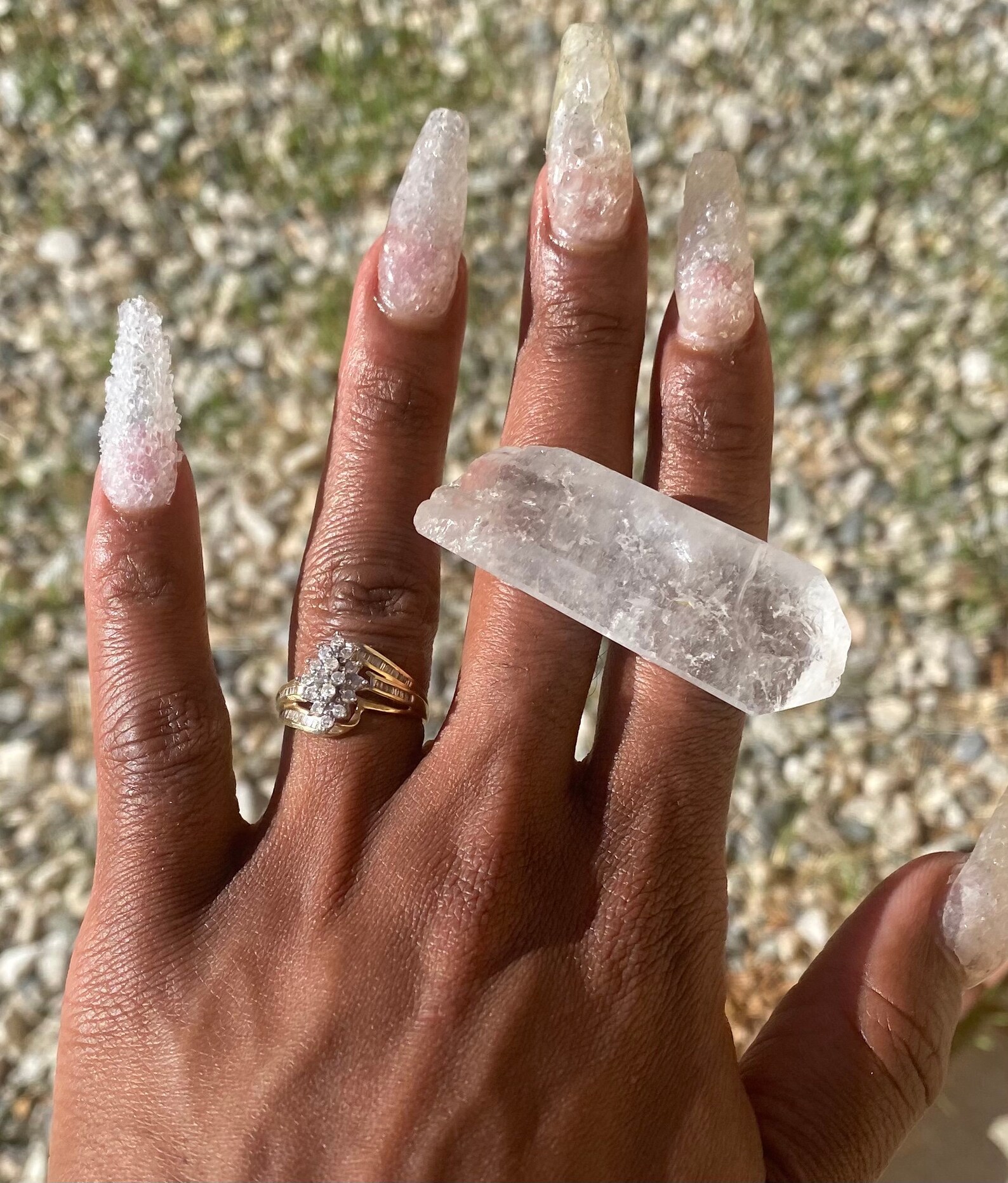 Sold Out Quartz Ballerina Tip Nails With Rhinestones Etsy