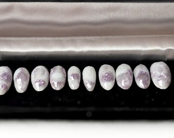Amethyst, Angelite, Charoite and Green Flourite press on nail Jewelry, extra short set