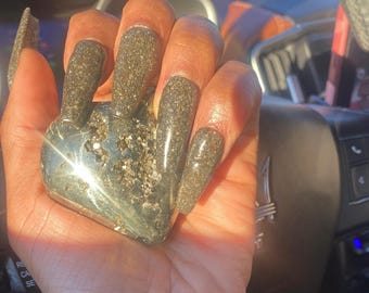 Pyrite Ballerina tip Press On Nails