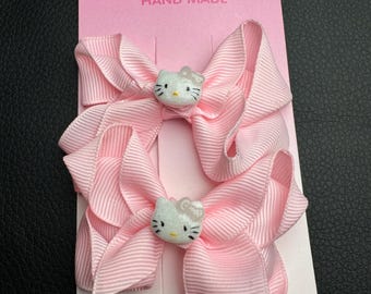 Hello kitty healing crystal hair bow clips