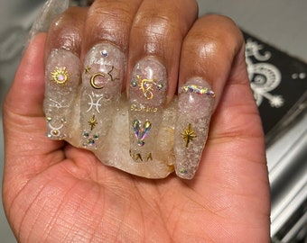 Citrine Gemstone Nail made using real gemstones only