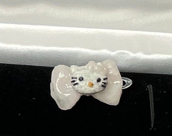 Pink Opal, Hello Kitty,  Gemstone Healing Crystal Bow Barrette