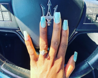 Blue Apatite Short Square tip nail set