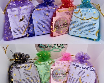 Spell Bags, Jars, Crystals & Herbs  (Anxiety/depression, creativity, happiness, peace, prosperity, protection, sleep) (Free Gifts Varying)