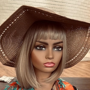 Boho Straw Sun Hat, Large Brim, Packable, Foldable, Travel Essential