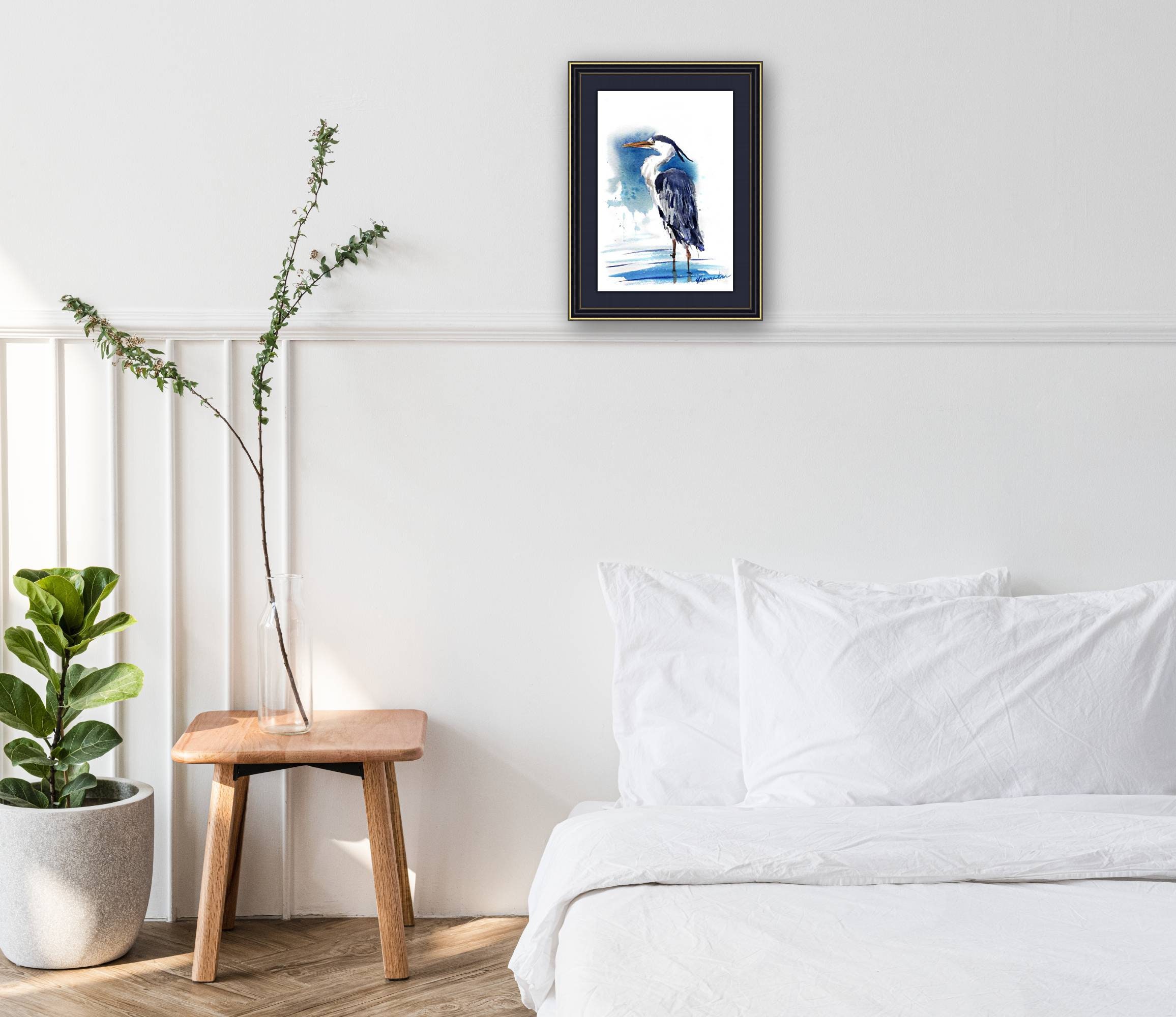 Blauer Reiher Vogel Original Aquarell Malerei Wildtier Kleine | Etsy