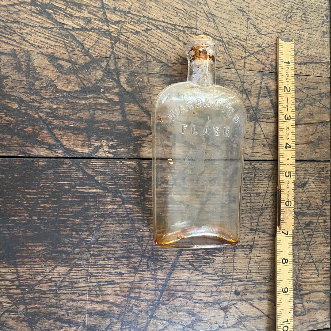 Vintage Bottle Warranted Flask Etsy