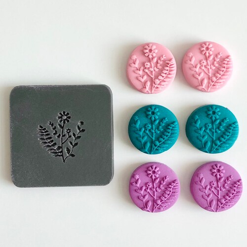 Polymer Clay Embossing Stamp Flower Stamp Floral Raised Etsy