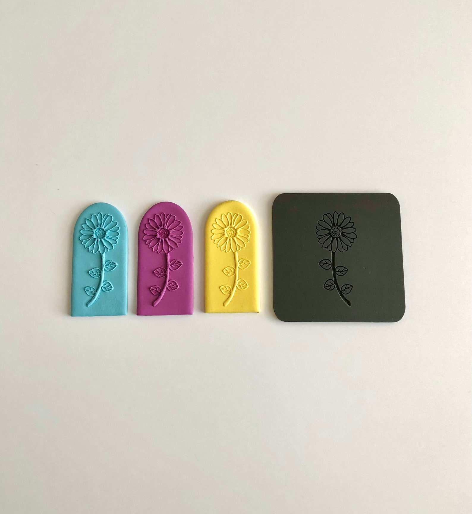 Polymer clay embossing stamp sunflower stamp floral raised Etsy