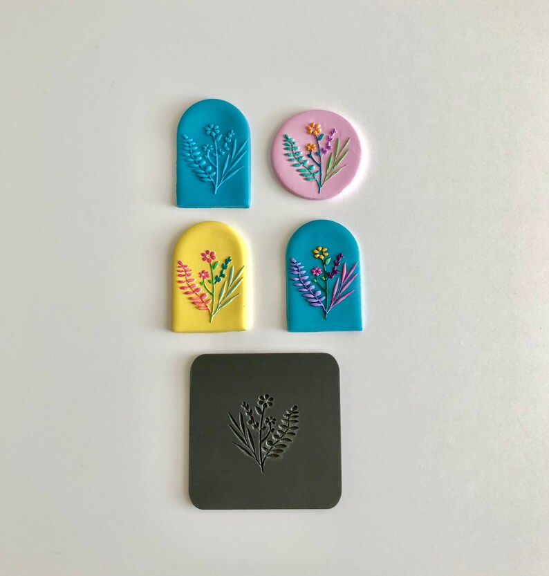 Polymer Clay Embossing Stamp Flower Stamp Floral Raised Etsy