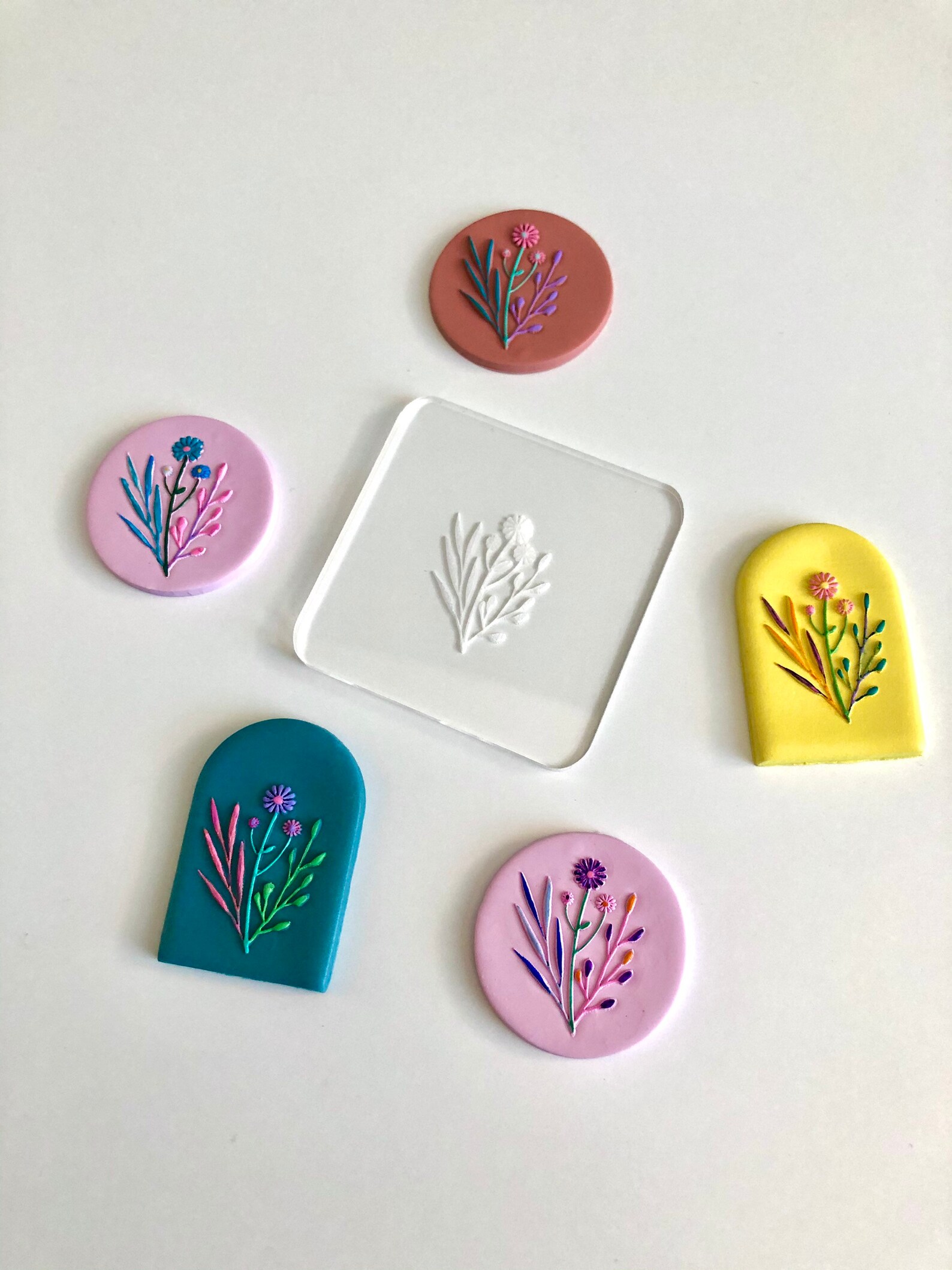 Polymer clay embossing stamp flower stamp floral raised Etsy