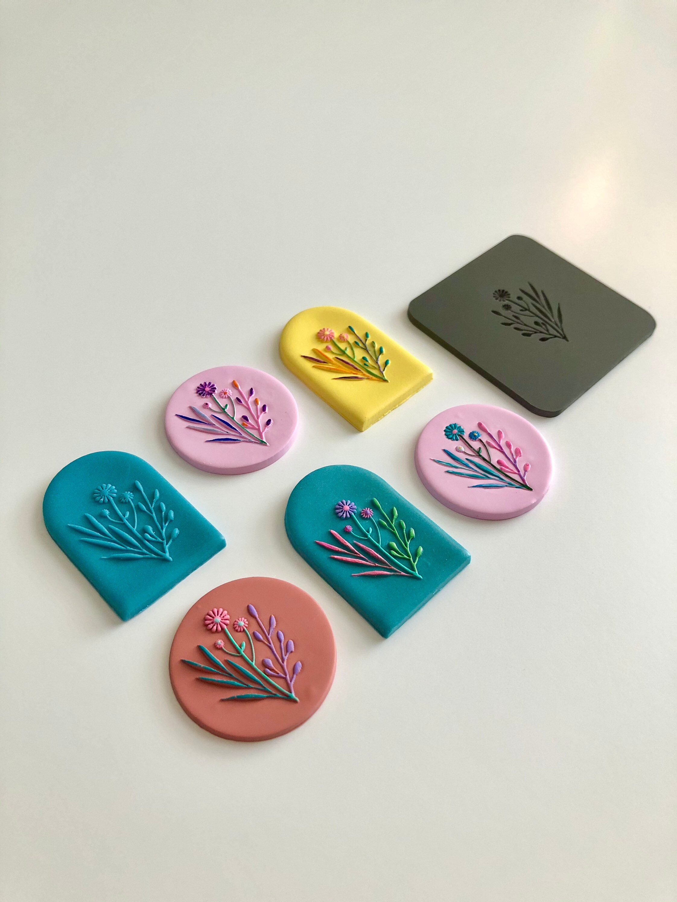 Polymer clay embossing stamp flower stamp floral raised Etsy